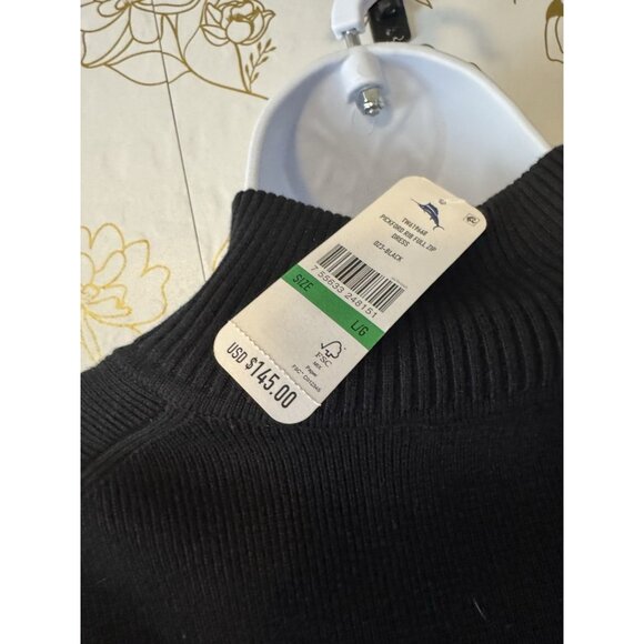 Tommy Bahama Dress Sweater Size Large Black Cable Knit Long Sleeve Zip New 057 - Picture 6 of 8